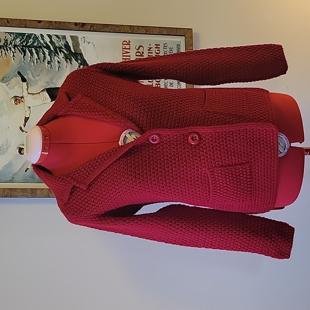 Red Knit Blazer Cardigan